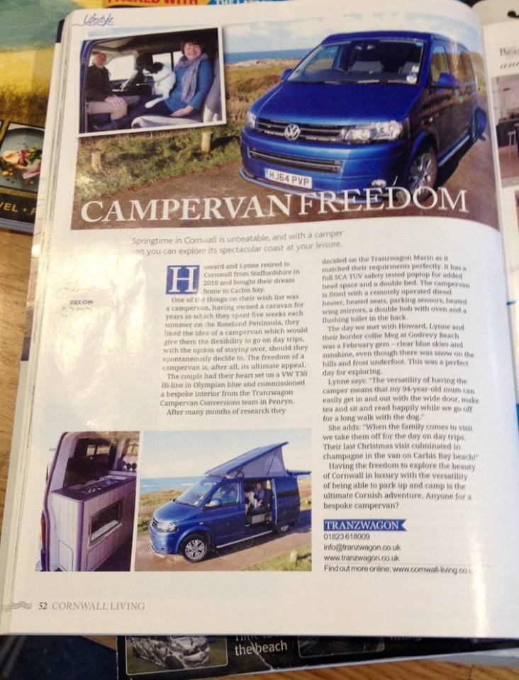PR piece for Tranzwagon in Cornwall Living Magazine